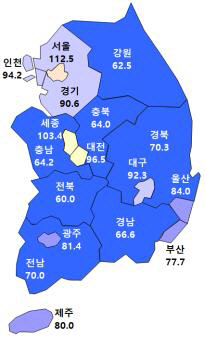 9월 주택사업경기실사지수 전망치<주택산업연구원 제공>